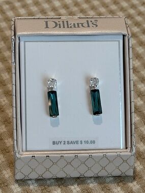 Dillard's Teal Crystal Drop Earrings